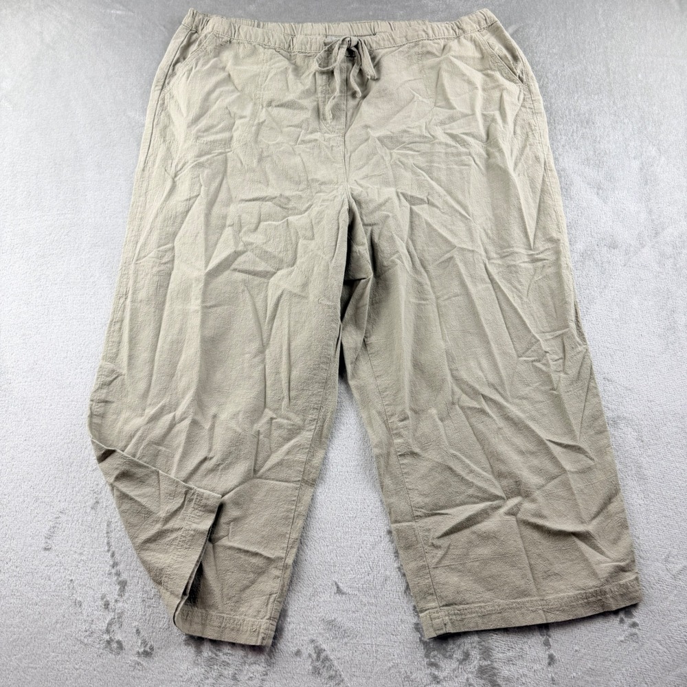 Croft & Barrow Women's XL Beige Cotton Elastic Waist Crop Pants